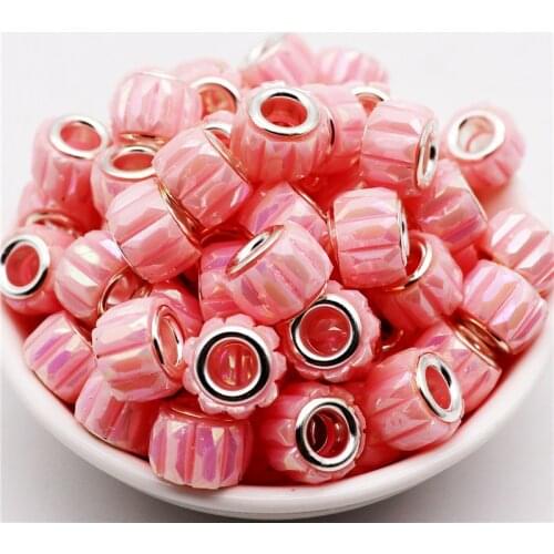 10Pcs/lot 2020 New Striped Color Big Hole European Beads Charms fit Pandora Bracelet Chain Necklace Earrings DIY Jewelry Making