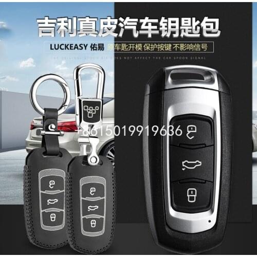 Leather key cover for Geely emgrand EC7 EC718 EC715 Global Hawk GX7 Car Key bag case wallet holder