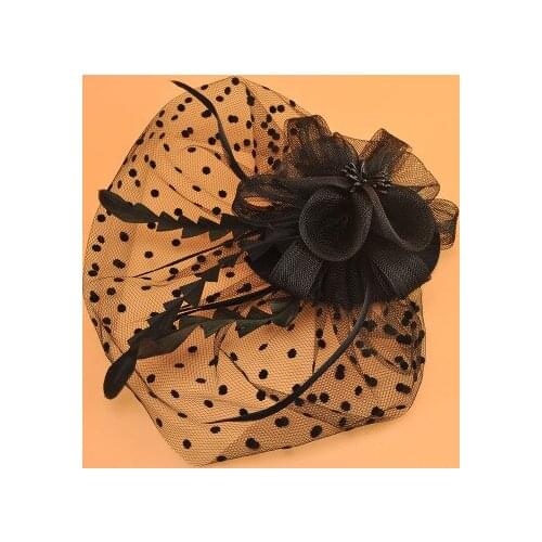 Black Face Veils for Bridal Wedding Short Hair Accessories Veil Vintage Net Feather Birdcage Wedding Elegant Fascinator 2021