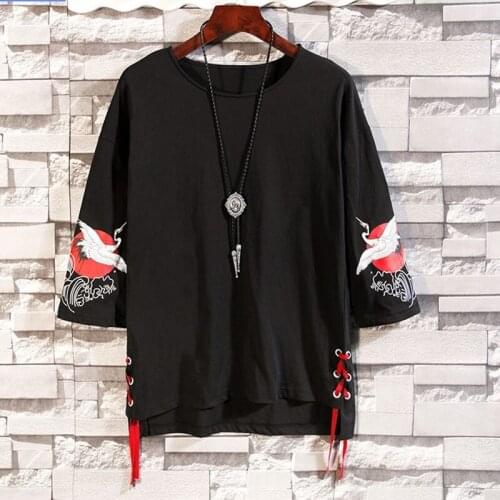 Online Chinese Store Tee Tops National Asian Clothes Harajuku Kimono Streetwear T-Shirt Hip Hop Summer 2020 Japanese Top 10630