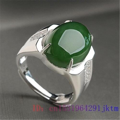 Green Jade Ring Women Amulet Zircon Jewelry Men Chalcedony Gifts Crystal Gemstone Charm 925 Silver Fashion Natural