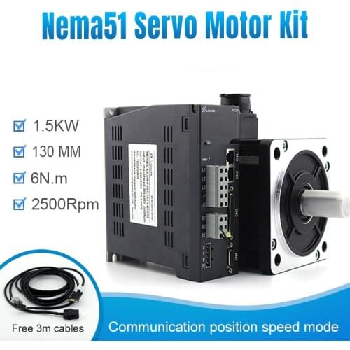 Lichuan original 130mm frame 1.5kw 2500rpm 6n.m 220v ac 3phase /1phase servo motor and servo drive for cnc milling machines