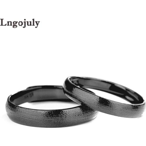 Hot Sale Fine Jewelry Black Couple Ring 925 Sterling Silver Rings for Women / Man Ring Couple Jewelry Rings Valentines Gifts