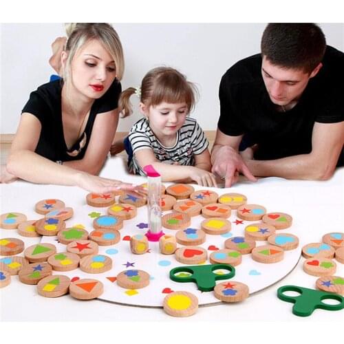 Kid Shape Matching Toy with Hourglass Timing Wooden Interactive Fun Brain Development Tool Learning & Education Toy