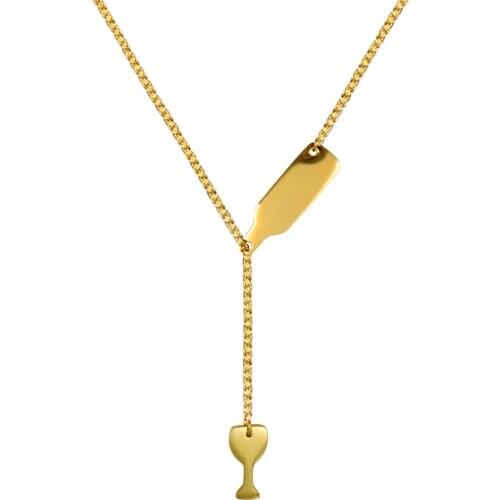 Fashion Womens Wine Necklace Pendant Stainless Steel Beer Necklace Unique Design Choker Jewelry