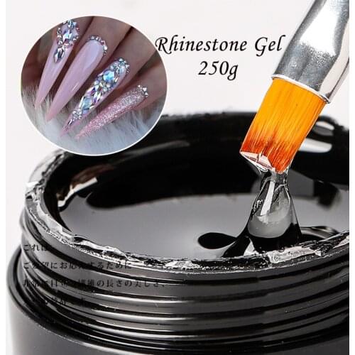 MSHARE 250g Nail Rhinestone Gel No Wipe Glue Super Sticky Crystal Medium Viscosity