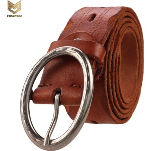 2017 100% New Fashion Soft Casual Vintage Genuine Leather Men Belt Pin Buckle Designer Belts With Broken Edge Handcrafted