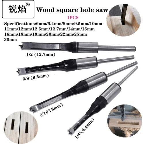 Free Twist Drill Bits Woodworking Drill Tools Kit Set Square Auger Mortising Chisel Drill Set Square Hole Extended Saw 6~30mm