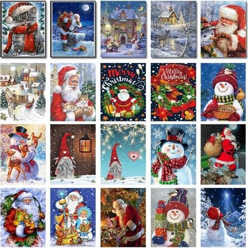 DIY 5D Diamond Painting Christmas Full Circle Santa Claus Diamond Embroidery Mosaic Cross Stitch Winter Decoration Gift Handmade