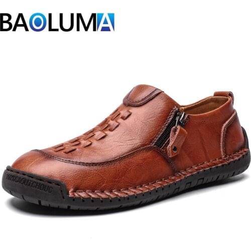 Classic New Leather Men Shoes Handmade Lace-up Men Driving Shoes Outdoor Comfortable Loafers Non-slip Men Moccasin Shoes 39-48