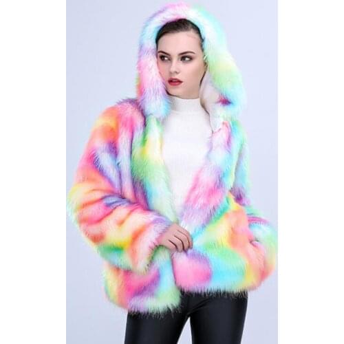Faux fur leather jacket womens warm fur leather coat women loose jackets Hooded winter thicken multicolor clothes fashion b506