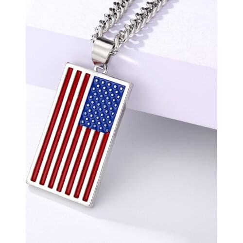 USA flag necklace stars and stripes pendant necklace stainless steel dog tag men and women jewelry patriot veterans day gift hot