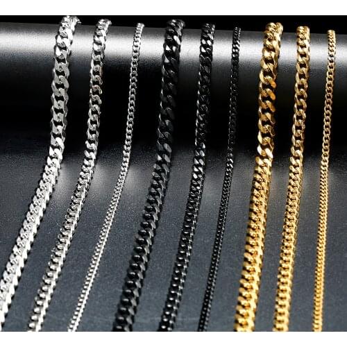 New Arrival Punk Stainless Steel Jewelry Necklace for Men Women Multi Size Curb Cuban Link Chain Chokers Wholesale Drop Shipping
