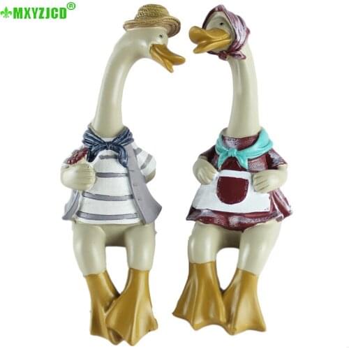 A Pair Of Lovers Duck Resin Crafts Sculpture Living Room Desktop Balcony Garden Home Decoration Ornaments