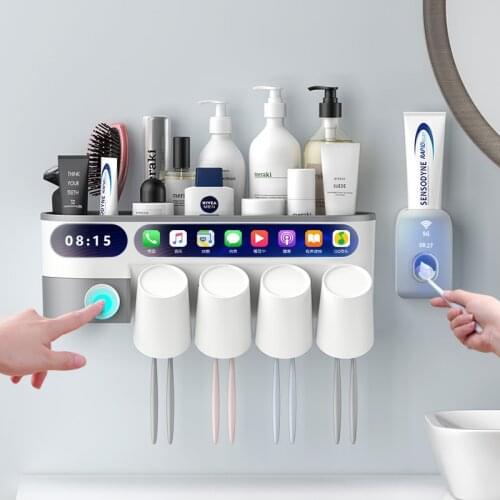 Inverted Toothbrush Holder Automatic Toothpaste Squeezer Home Storage Shelves Wall-mounted Bathroom Accessories Sets Household