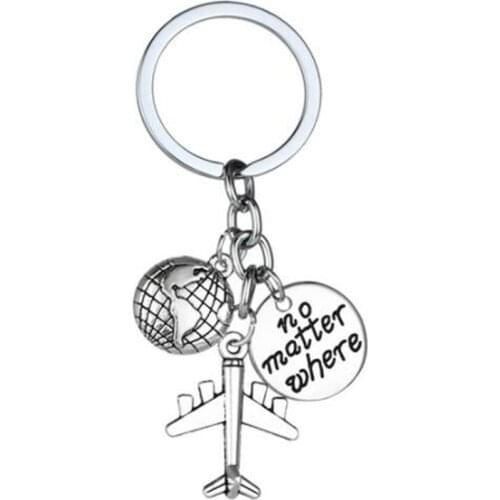 Earth Airplane Keychains No Matter Where Pendant Passport Travel Keyring Friendship Best Friend Anchor Rudder Keychain Jewelry