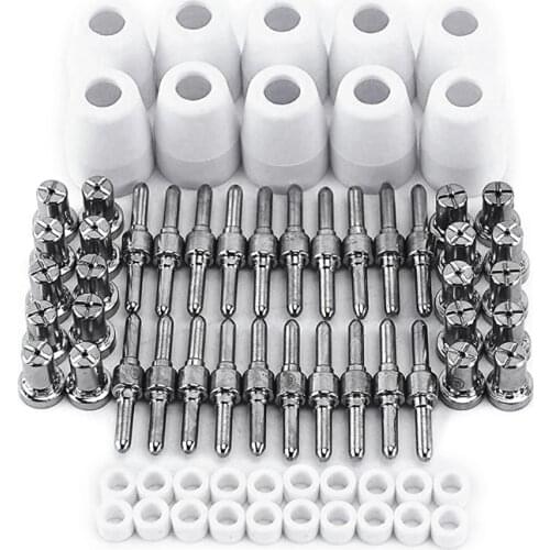 70pcs Plasma Cutting Torch Consumable Cutting Extended Long Shield Cup Swirl Baffle 40A PT31 Plasma Torch Tip Electrode