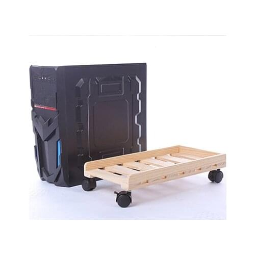 Moving solid wood Desktop PC Case Computer Adjustable CPU Stand Tower Holder