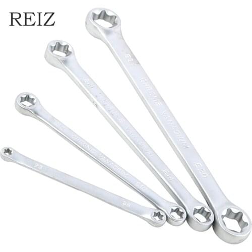 REIZ 4 Pcs Universal E-type Wrench Set E6-E24 Torx Socket Spanner Double-Ended CR-V Dual-Use Portable Repair Hand Tool Kits