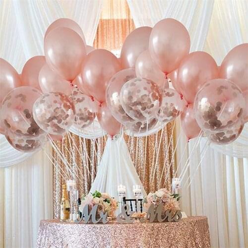Rose Gold Series 18inch Heart Round Star Foil Balloon 12inch Confetti Latex Balloon For Wedding Birthday Anniversary Party Decor