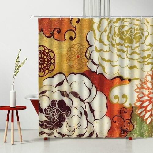 Shower Curtain Bohemia Datura Flowers Patterned Bathroom Partition Waterproof Cloth Hanging Curtains With Hooks Multiple Size