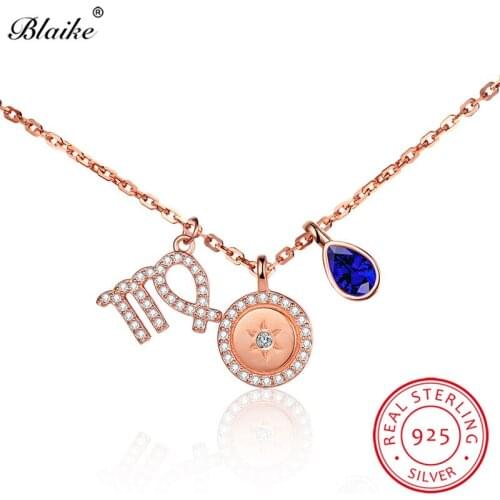 Blaike Real s925 Sterling Silver Necklaces For Women Cute Purple Amethyst Teardrop Crystal Sunflower Pendant Wedding Jewelry