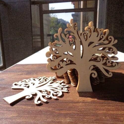10pcs Creative Tree Shape Wooden Hanging Tags Labels Wood Gift Tag Party DIY Crafts Decor