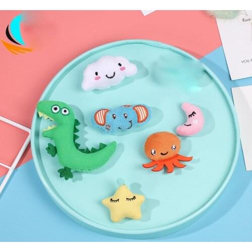 10PCS/Lot cartoon dinosaur baby elephant doll Padded Applique Crafts for Children Headwear Hair clip and diy accessories