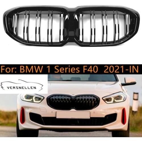 F40 Front Kidney Grill For BMW 1 Series F40 21-IN Double/Single-slat Gloss Black Auto Grille