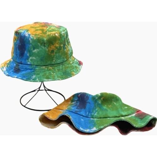 2021 custom spring new tie-dyed hats outdoor sunshade hats for men and women personality rainbow fisherman hats