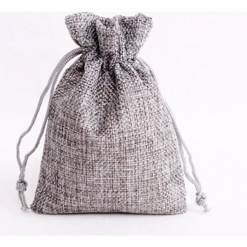 5pcs gray Jute Bags Gift Drawstring Pouch Gift Box Packaging For Gift Linen Bags Jewelry Display Wedding Sack Burlap 15*20cm