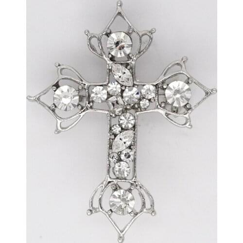 Brooch Pendant Clear Rhinestone Cross Pin brooches C379 A