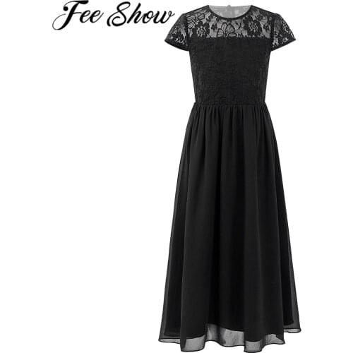 Flower Girls Dresses Lace Chiffon Long Dress Kids Dresses for Girls Princess Wedding Party Childrens Pageant Dress Vestido