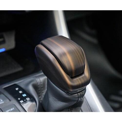 For Toyota Harrier Venza 2020 2021 ABS Peach Wood Car Gear Head Shift Knob Cover Gear Shift Handle Trim Sticker Accessories 4pcs