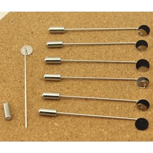 LOULEUR 10pcs/lot 6cm Length Rhodium Color Filigree Brooch Clip Pins Base for DIY Brooch Pins Tray Jewelry Making Accessories