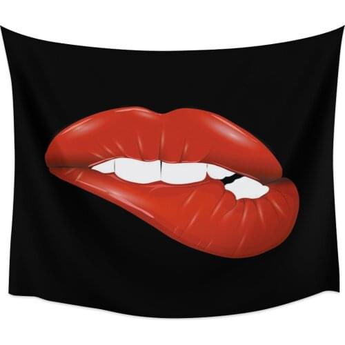 Bite Lips Red Lips Teeth Tapestry Wall Hanging Home Wall Decor Bedroom Tapestry Yoga Mat Picnic Mat
