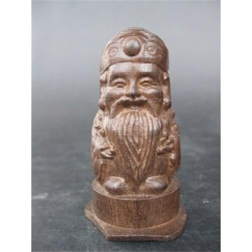 Elaborada madera clásica china tallada a mano dios de la riqueza estatua