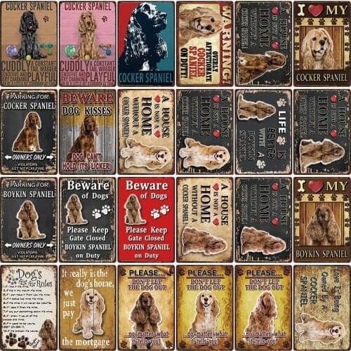 [ Kelly66 ] Pets Dogs Rules Warning Boykin Cocker Spaniel On Duty Metal Sign Home Decor Bar Wall Art Painting 20*30 CM Size DG-9