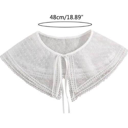 Q39C Classic Lace Mesh False Collar Elegant Lace Mesh Half Shirt Stylish Lapel Blouse Detachable Collar Fake Shirt