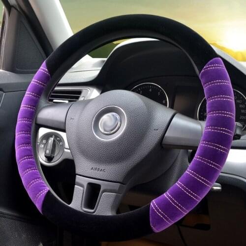 15inch Short Plush Fuzzy Steering Wheel Cover Plush Handbrake Cover Gear Shift Cover