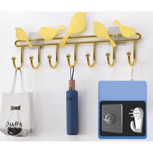 Multifunctional No Nail Door Clothes Hanger Towel Wall Hook Rustproof Storage Rack Key Holder For Bathroom Kitchen Accessories