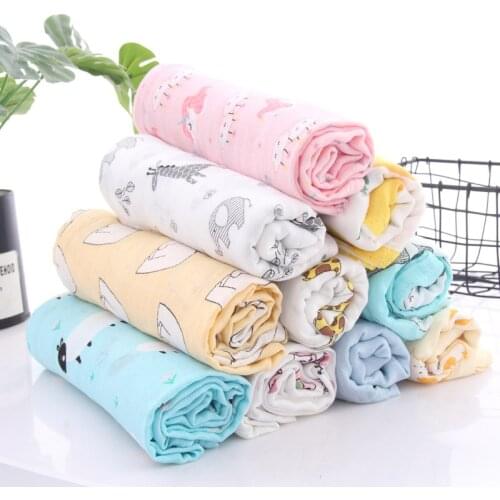 110*120cm Muslim Bamboo Cotton Cartoons Pattern Swaddle Towel Bath Towel Baby Wrapper Bath Towel TJ4226