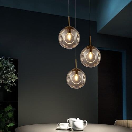 Nordic Modern Pendant Lights Creative Glass Ball E27 Hanging Lamps For Dining Room Bedroom Decor Loft Luminaire Light Fixtures