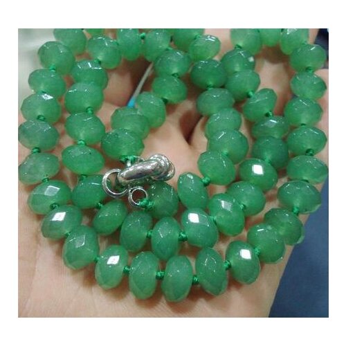 New Faceted 5x8mm Green Emerald Roundel Beads Necklace 18"