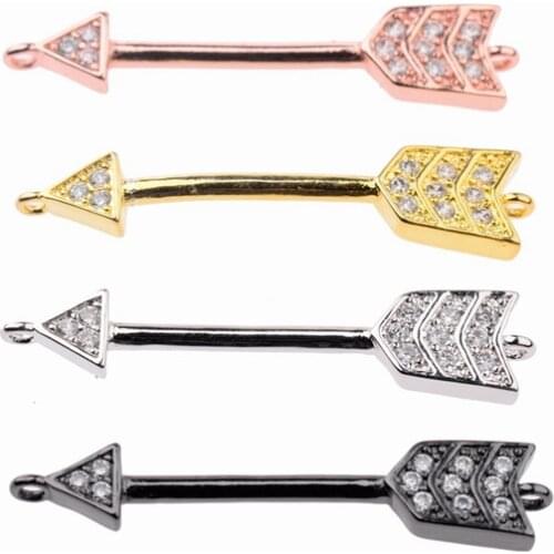 New Style Fashion Bow And Arrow Shape Beads With Zircon DIY Bracelet Top Copper Beads Unisex Making Bracelet Accessories BDYF002