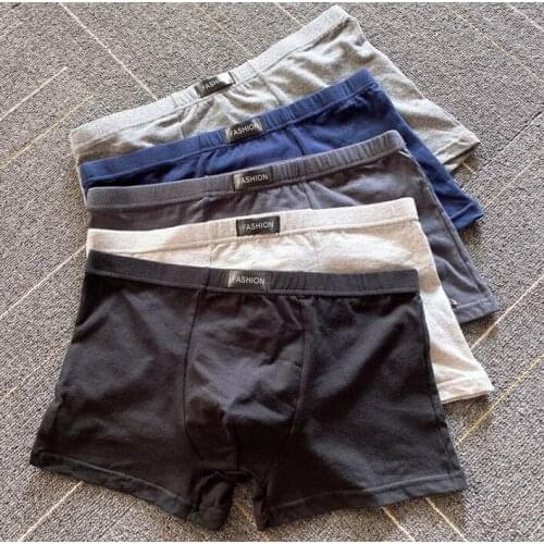 Pure cotton solid color mens underwear boxer shorts comfortable and breathable mid-waist youth boxer bottom pants
