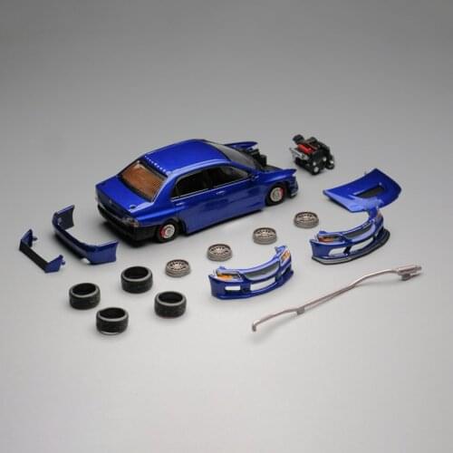 Diecast Alloy 1:64 Scale Mitsubishi EVO 9th Generation Detachable Accessories Car Model Simulation Scene Collection Souvenir Toy