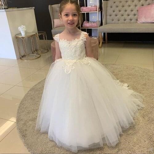 Flower Girls Dresses For Weddings Handmade Flowers Bow Sash Baby Child Birthday Party Gown First Communion Dress