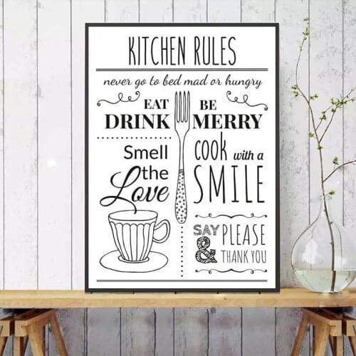Kitchen Rules Illustration Canvas Art Poster Prints Kitchen Wall Art Decor Modern Minimalist Painting Picture Wall Decoration