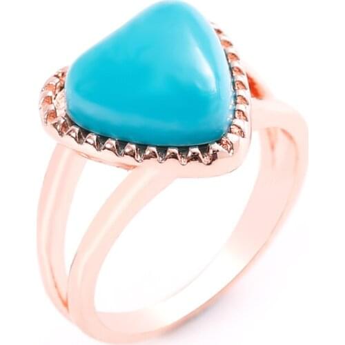 Ofertas Whole Sale Bulk New Hot Sale Simple Fashion Rose Gold Color Inlaid Blue Love Ladies Luxury Jewelry Wedding Rings